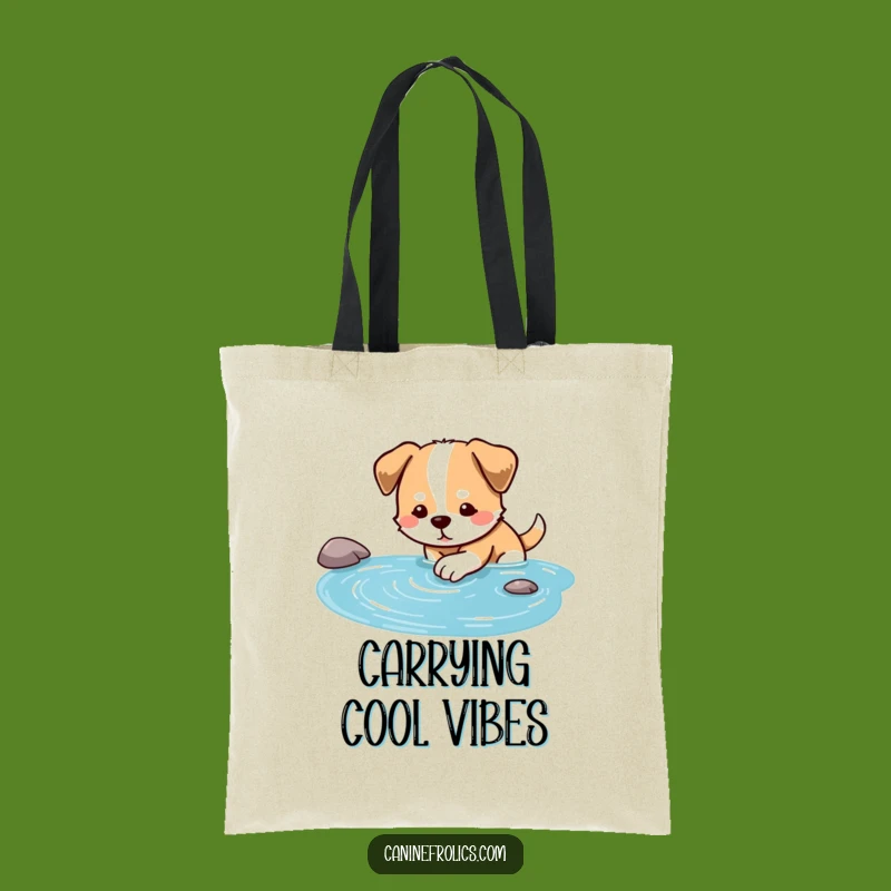 Funny Dog Stream Dip Tote Bag: Carry Serenity and Style!