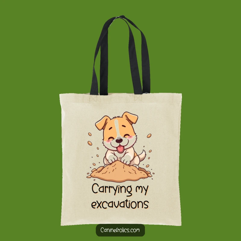 Funny Dog Digging Dirt Tote Bag - Spacious Carryall for Messy Pups