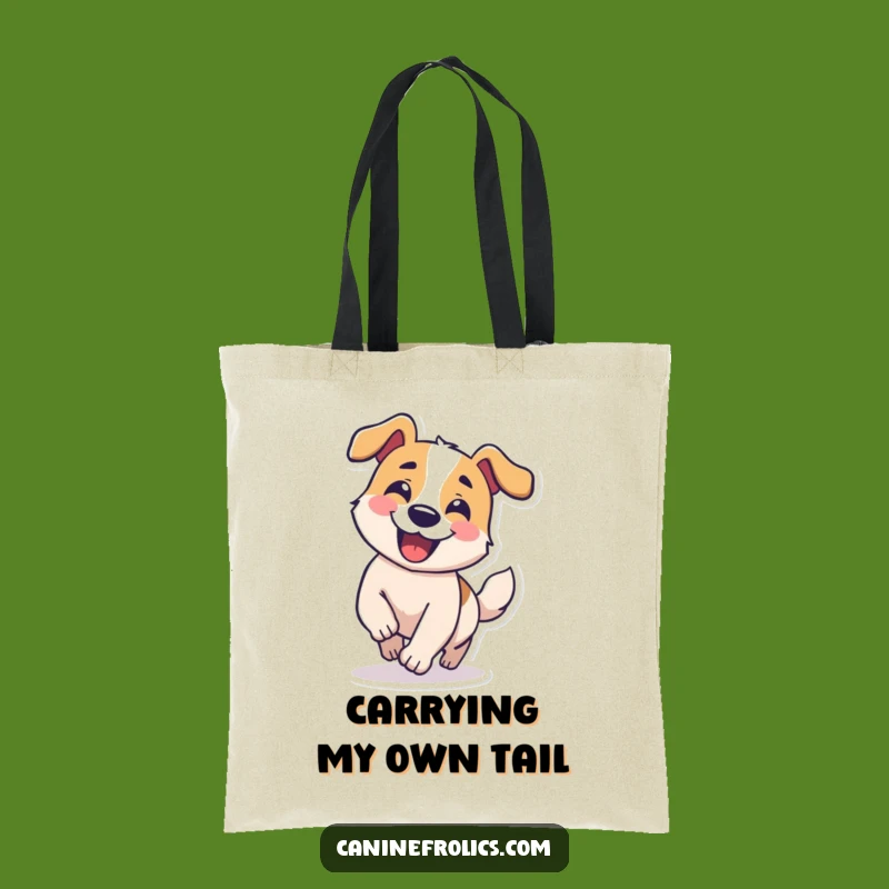 Funny Dog Tote Bag: Tail Chaser, Comical Circle, Carry Your Giggles