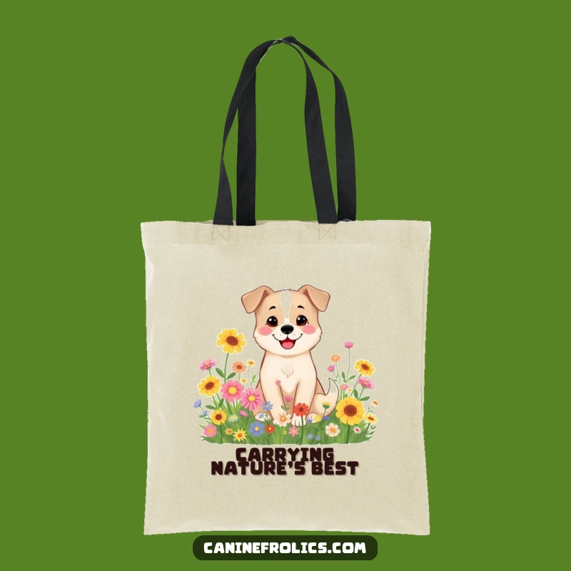 Funny Dog Tote Bag: Wildflower Smile, Practical & Cozy Gift