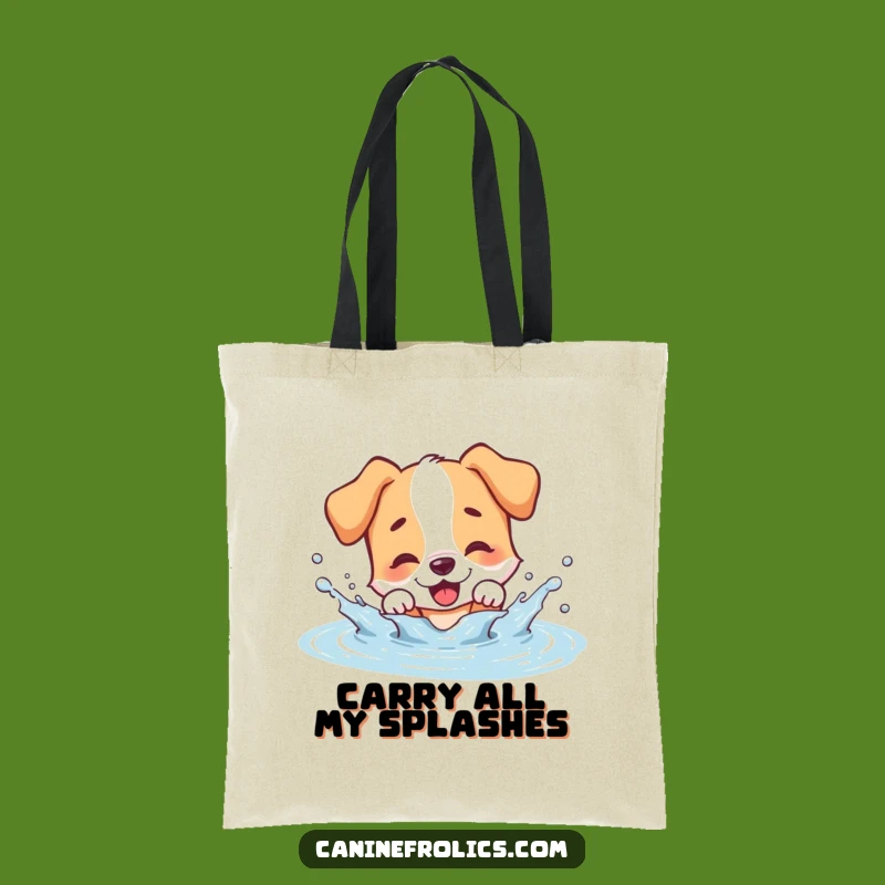Funny Dog Splashing Puddle Tote Bag - Spacious & Hilarious Wet Dog Carryall
