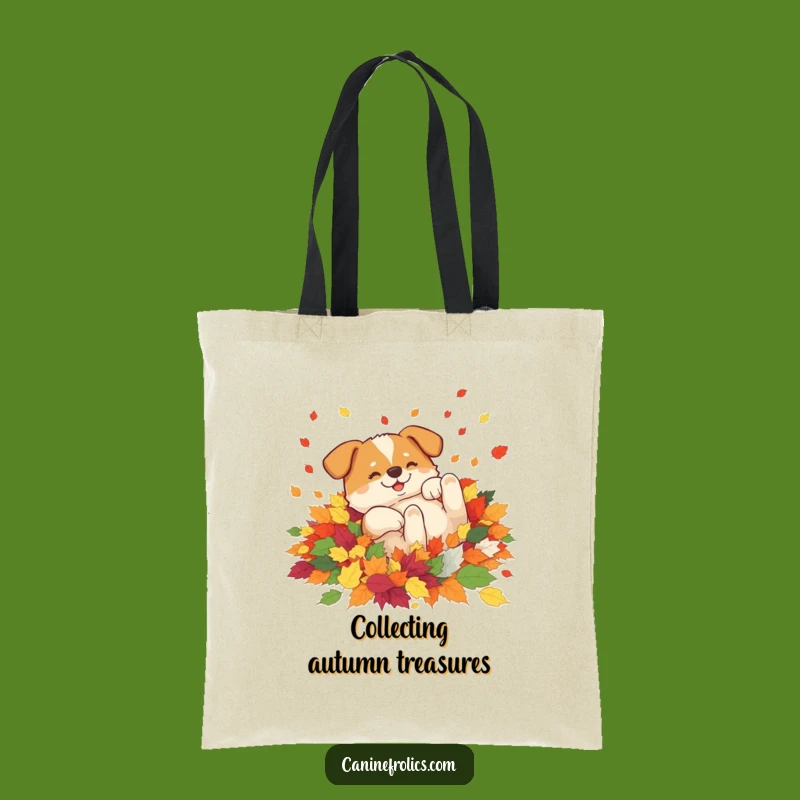 Funny Rolling Dog Leaves Tote Bag: Carry Fall Joy, Hilarious Pup Accessory